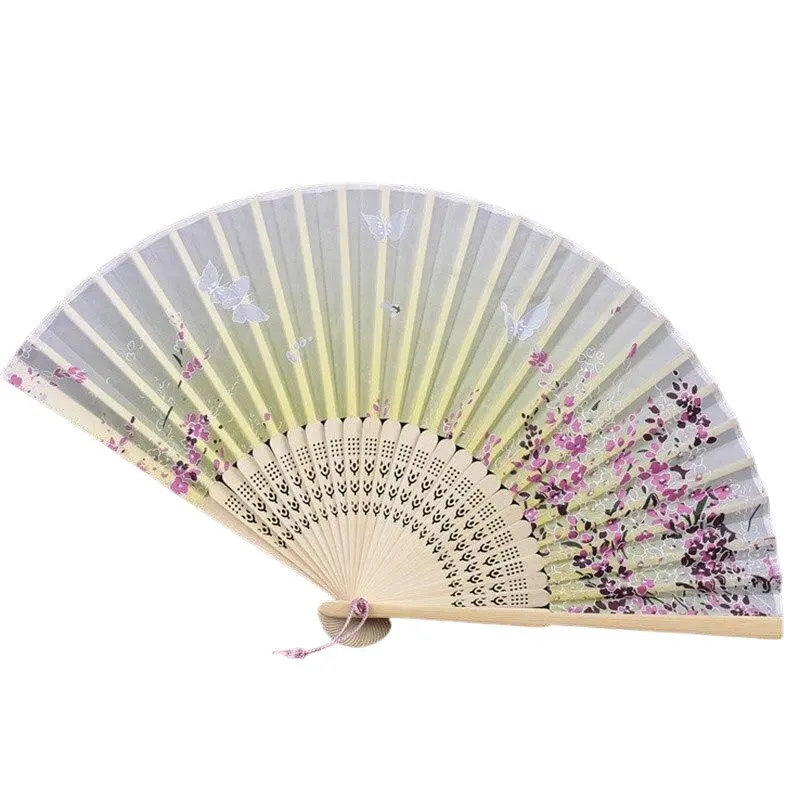 Éventail Japonais Jaune 'Geisha' - Image 2